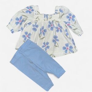Carter's Floral Top and Blue Pants Set